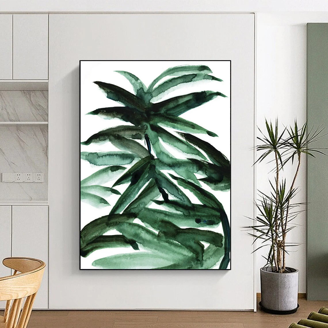 Green Leafy Watercolor Abstract Painting ADGE243