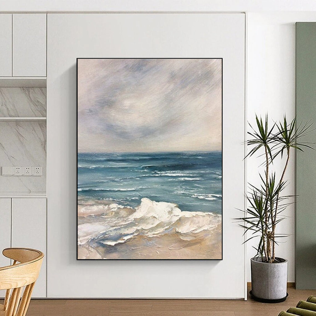 Blue White Grey Sea Abstract Painting ADGE048