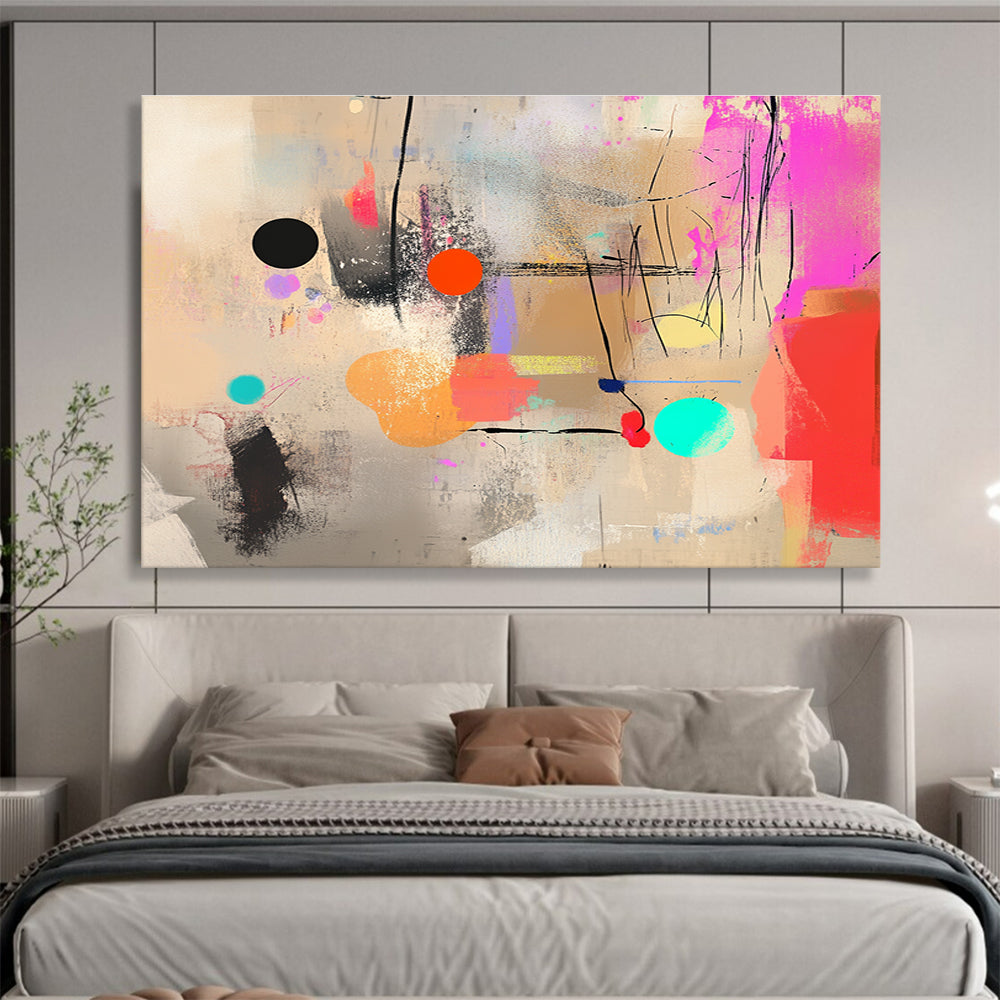 Colorful Dots and Lines Abstract Painting with Playful Composition DYP203