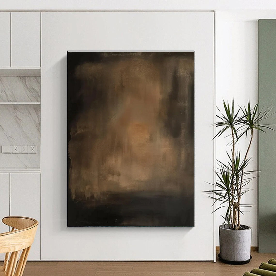 Dark Gradient Abstract Painting with Subtle Warmth ADGE479