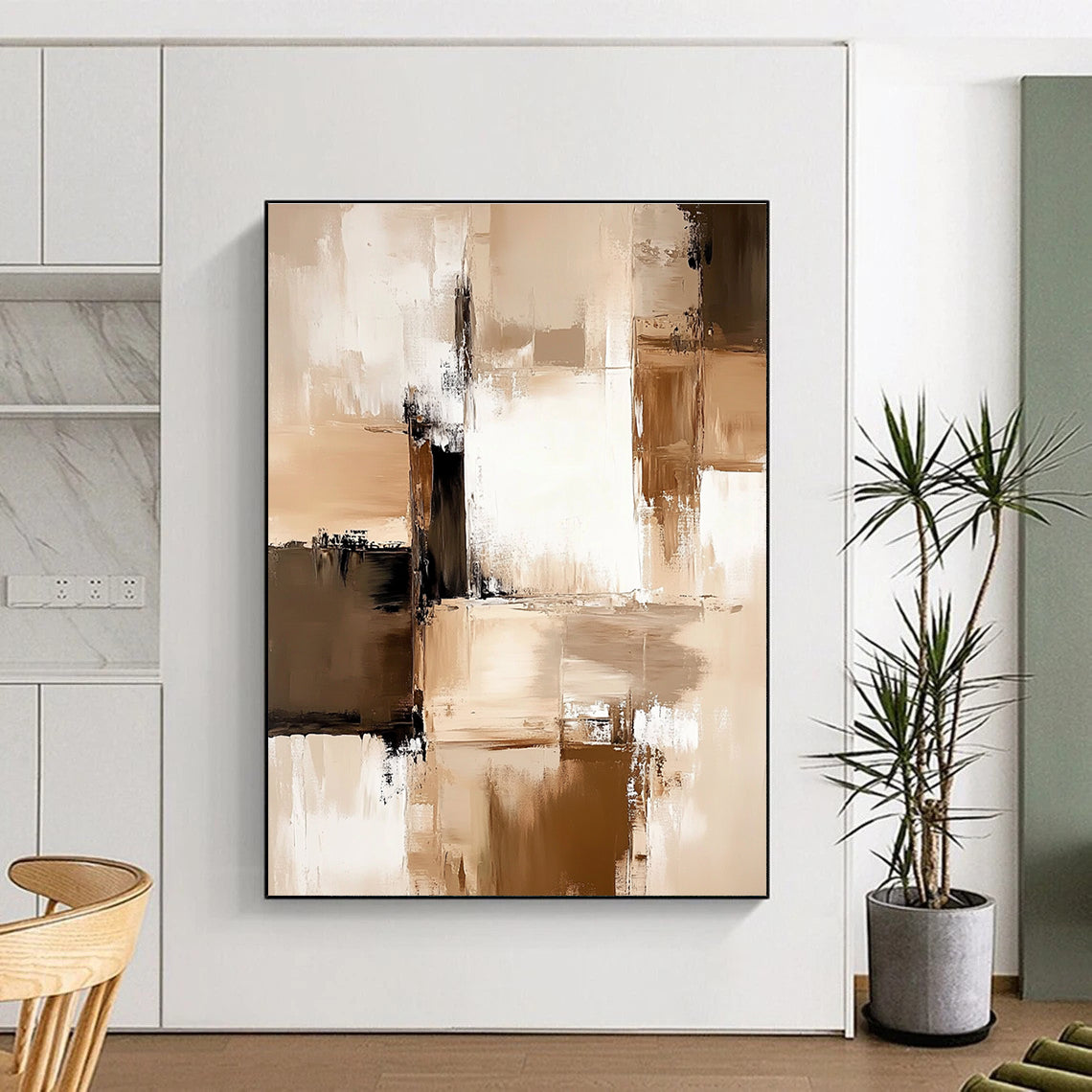 Geometric Neutral Abstract with Beige and Black GER342