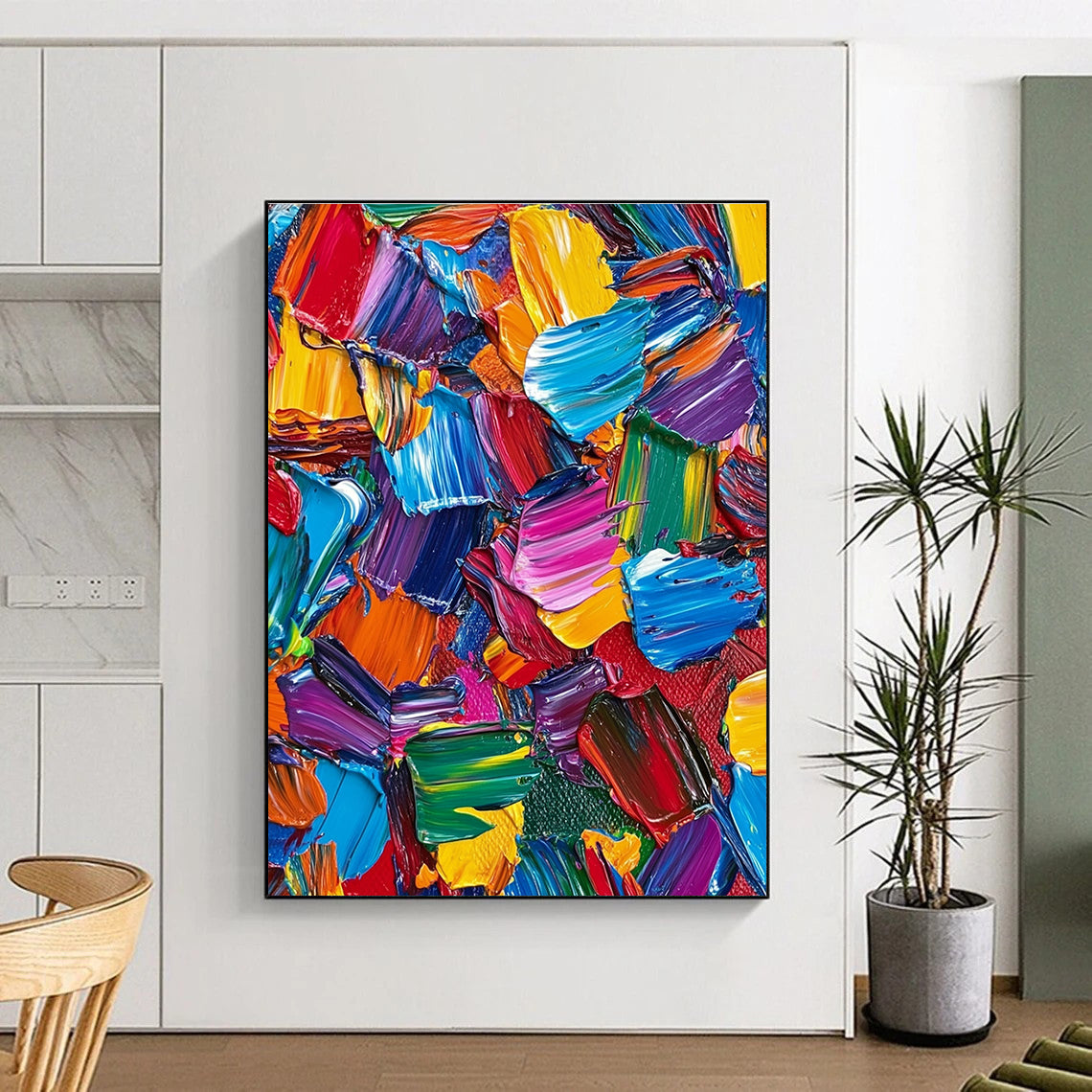 Colorful Palette Knife Abstract Painting with Vivid Pigments GER080