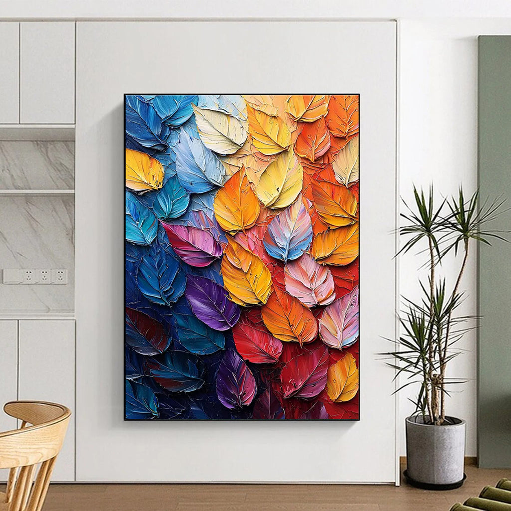 Colorful Leaf Abstract Painting with a Spectrum of Colors ADGE424