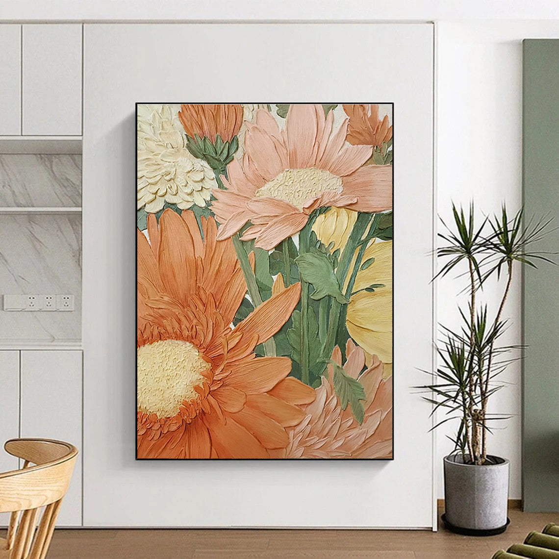 Impasto Floral Abstract Painting with Warm Earthy Tones ADGE423