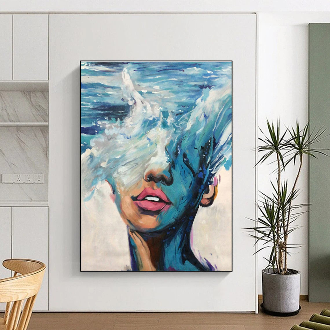 Ocean Wave and Face Abstract Painting ADGE347