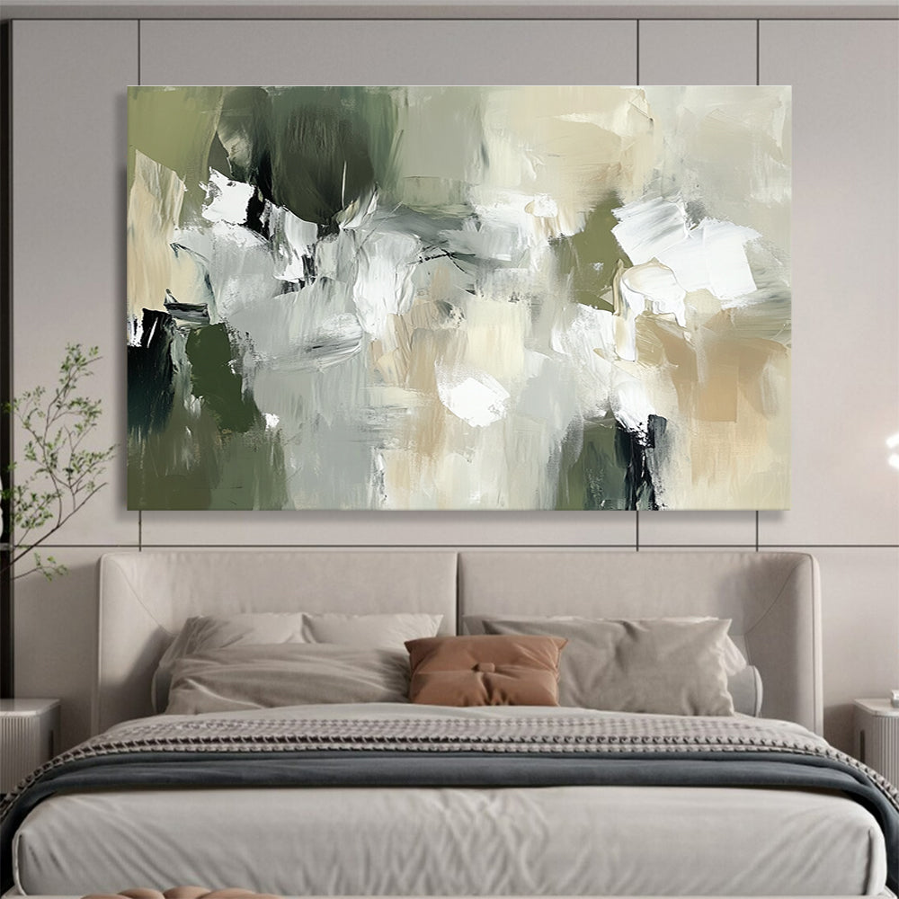 Earthy Tones Abstract Painting with Green and Beige Shades DYP376