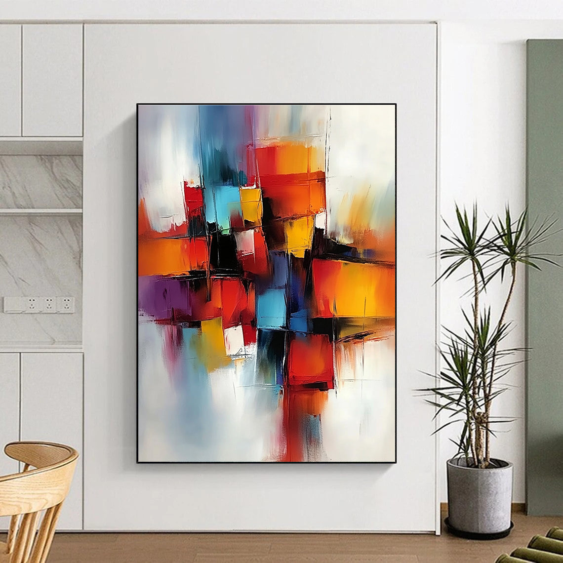 Colorful Block Abstract Painting with Vibrant Hues GER670