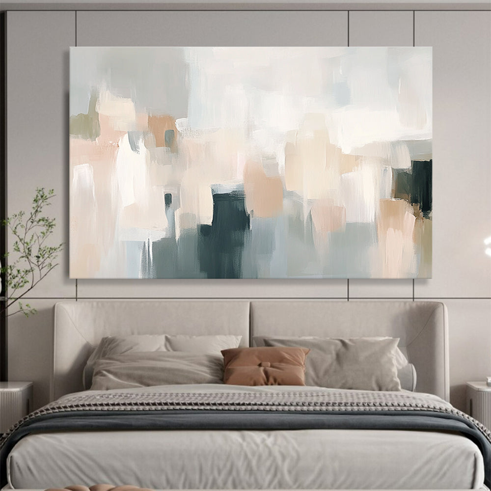 Soft Tones Abstract Painting with Beige Gray and Black DYP219