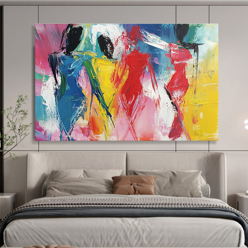 Large abstract painting featuring bold expressive brushstrokes and vibrant colors capturing the essence of expressionism and dynamic shapes.SC188