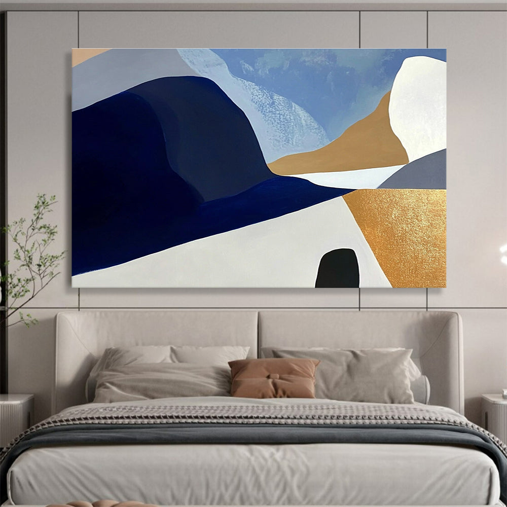 Blue Gray Gold - Modern Landscape Abstract Painting DYP036