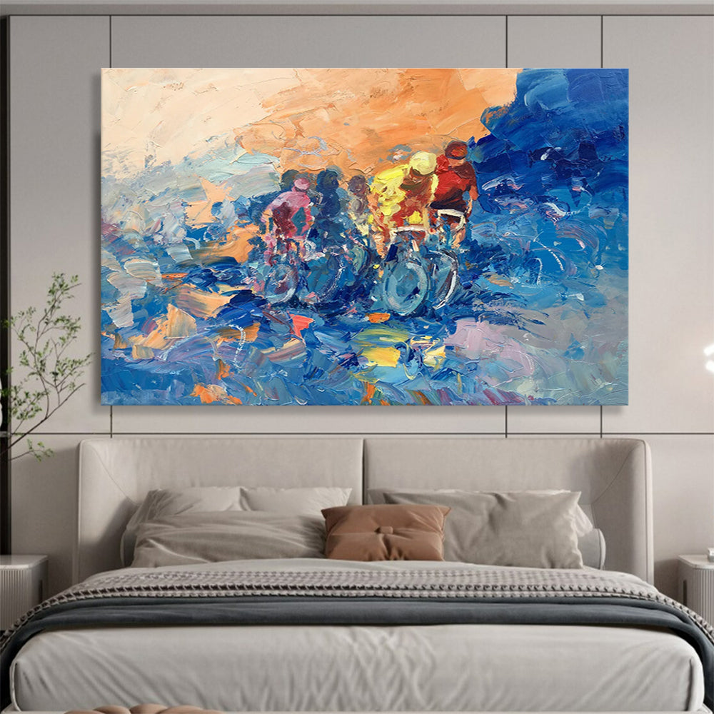Cyclists in Motion Abstract Painting THY441
