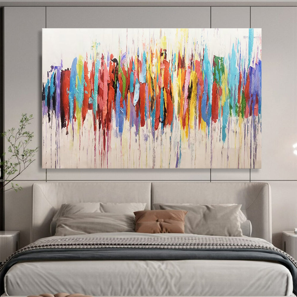 Colorful Drip Abstract Painting with Mixed Bright Hues THY223