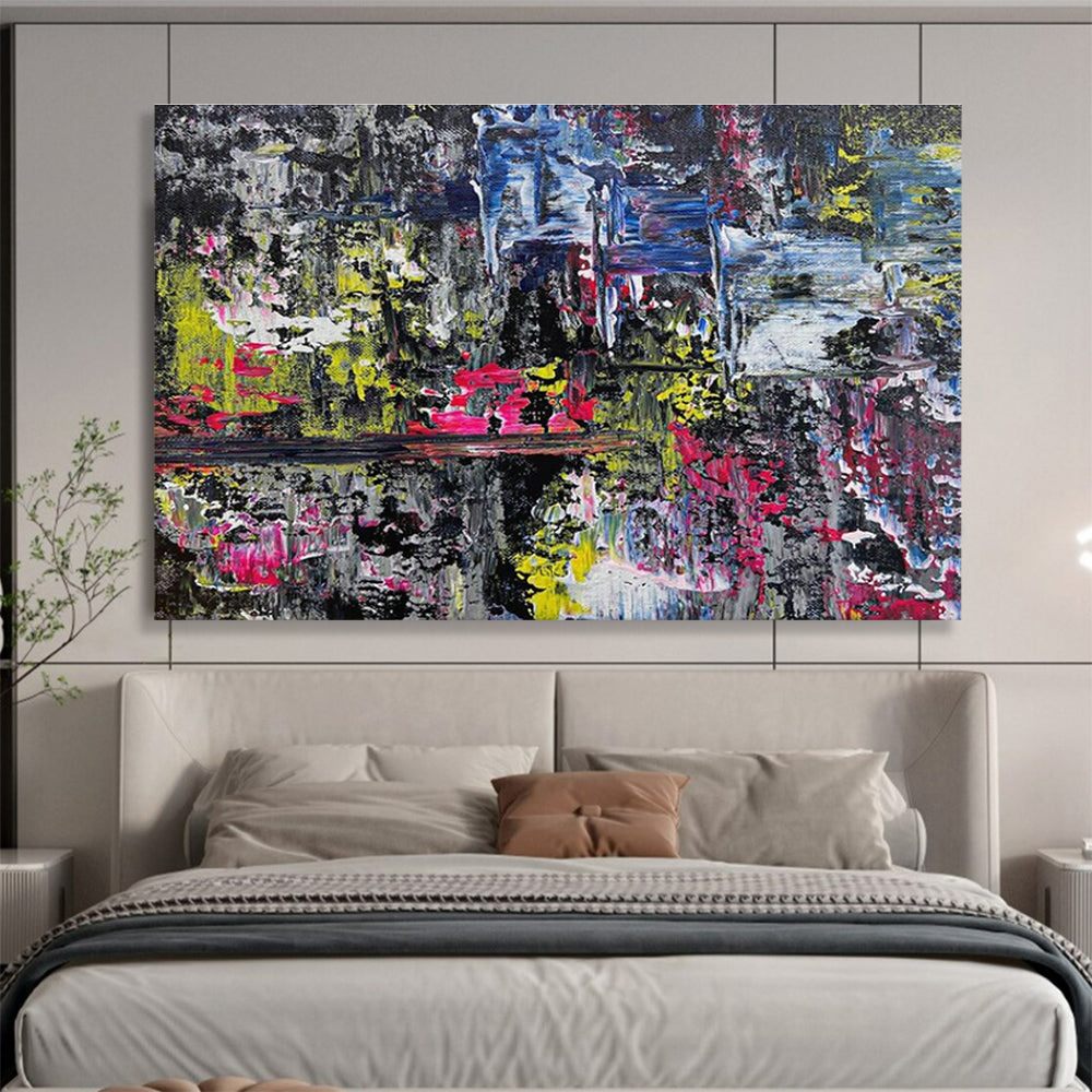 Dark Colorful Abstract Painting with Neon - Like Pops THY338