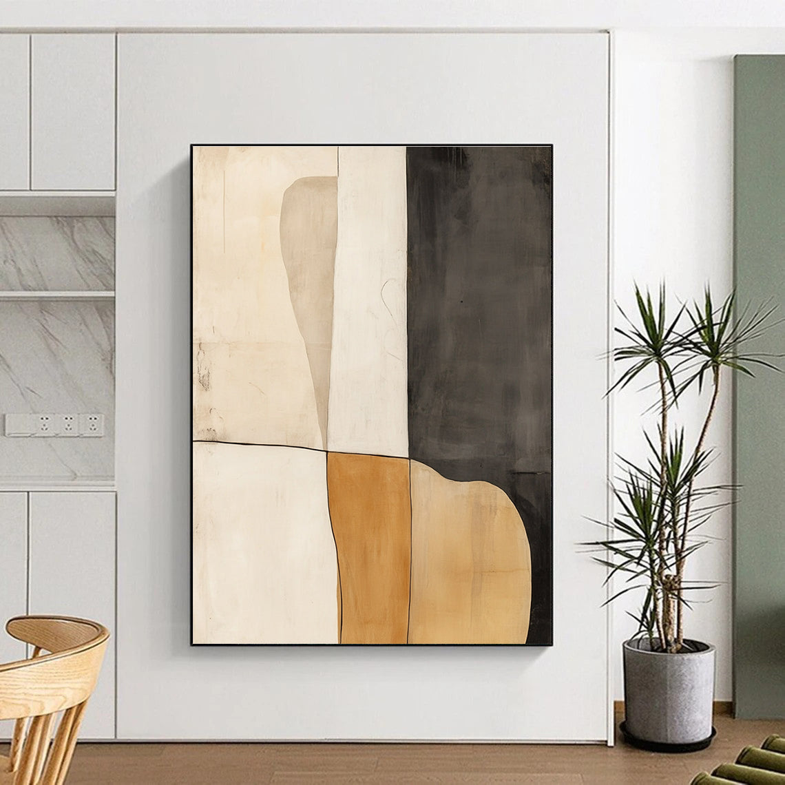 Neutral Tones Abstract Painting with Simple Shapes GER055