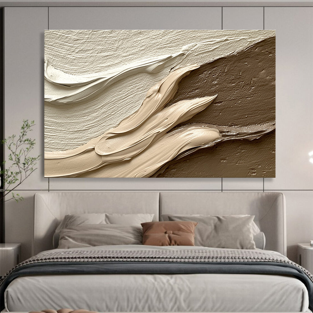 An abstract artwork capturing the intricate meeting of light and dark clay layers with smooth curves and subtle folds, evoking depth and dimension.SC449