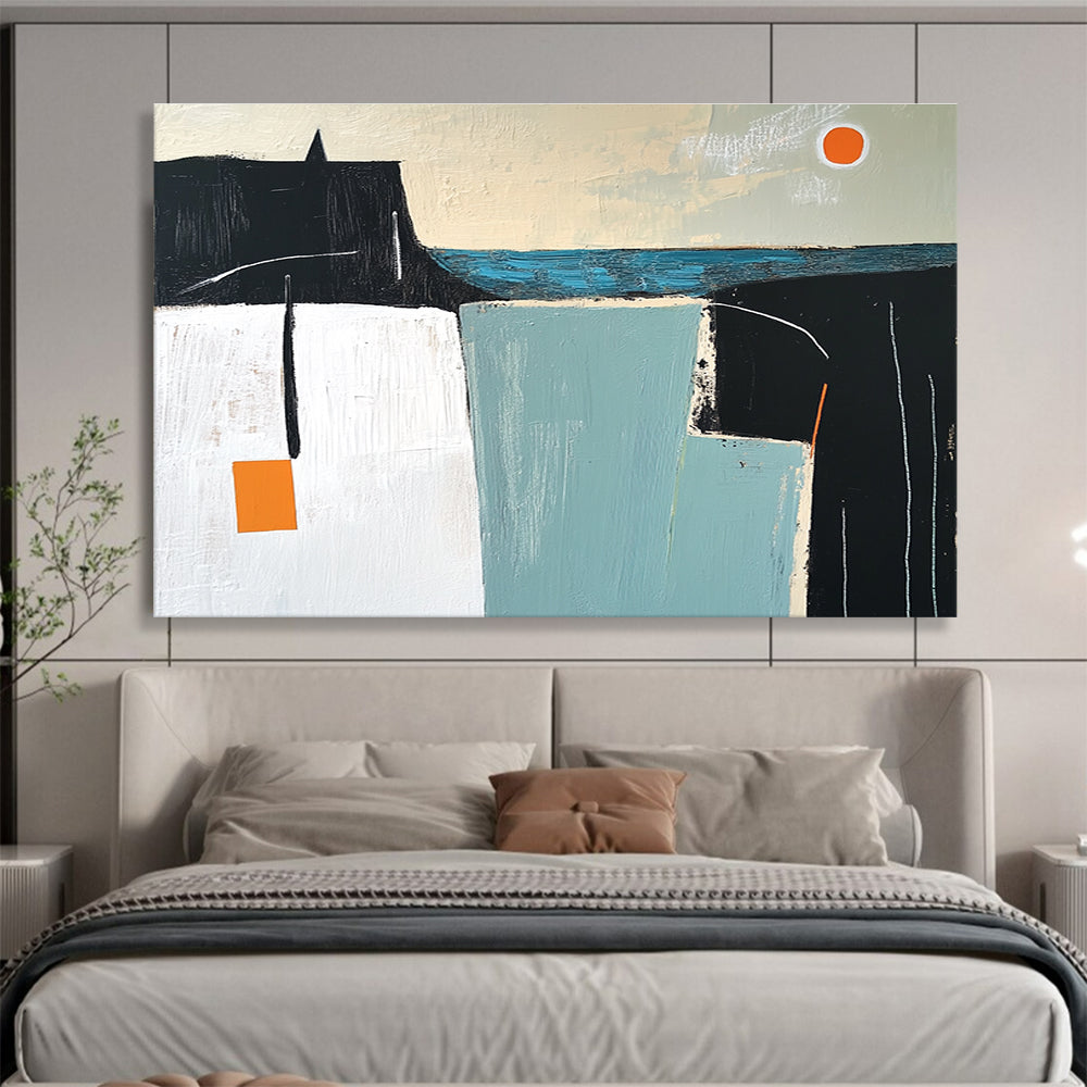 Minimalist Abstract Coastal Painting with Simple Shapes DYP546