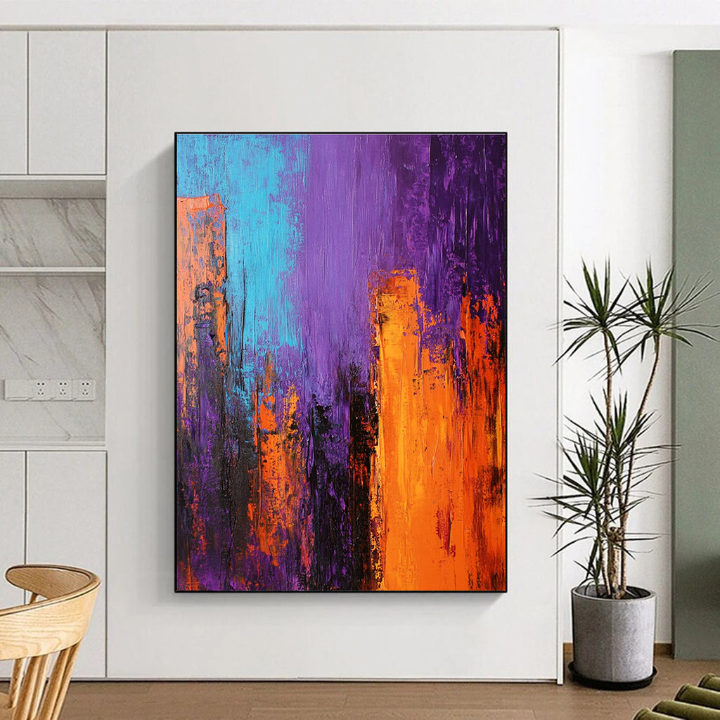 Purple and Orange Abstract Cityscape Painting GER571