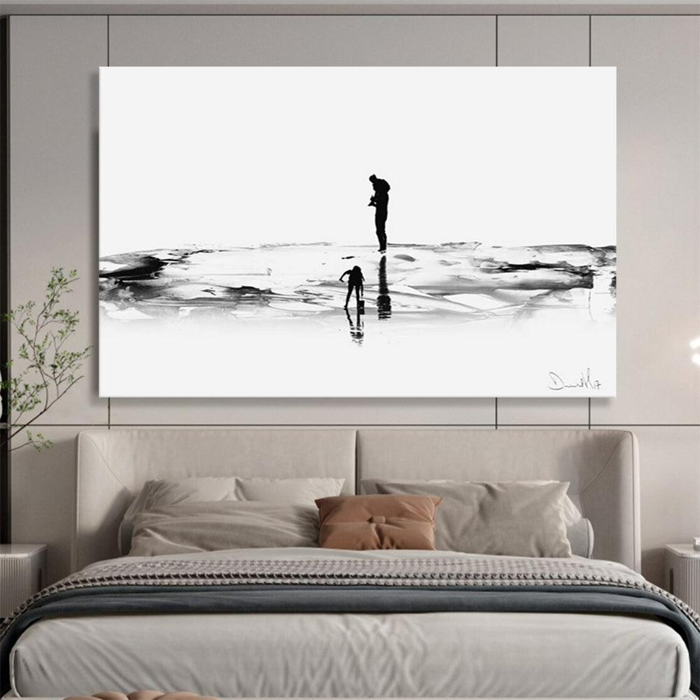 Black and White Silhouette Abstract Painting of Figures THY114