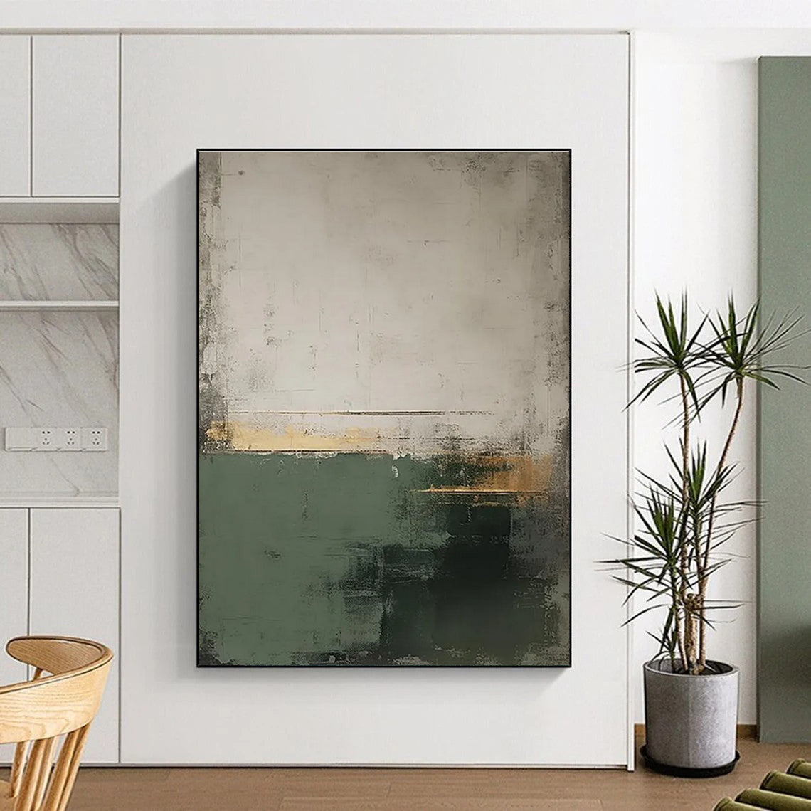 Earthy Tones Abstract Painting with Subtle Gold Details ADGE454