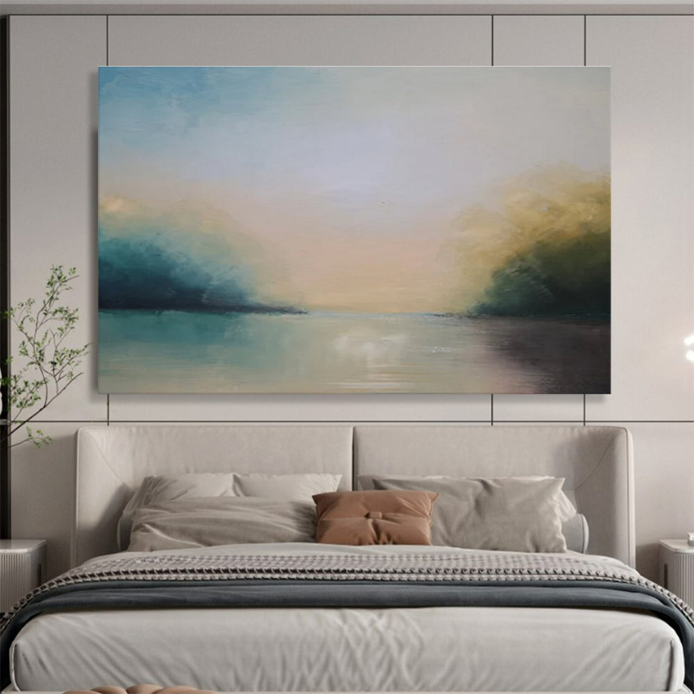 Soft Toned River Sky Abstract Painting THY014