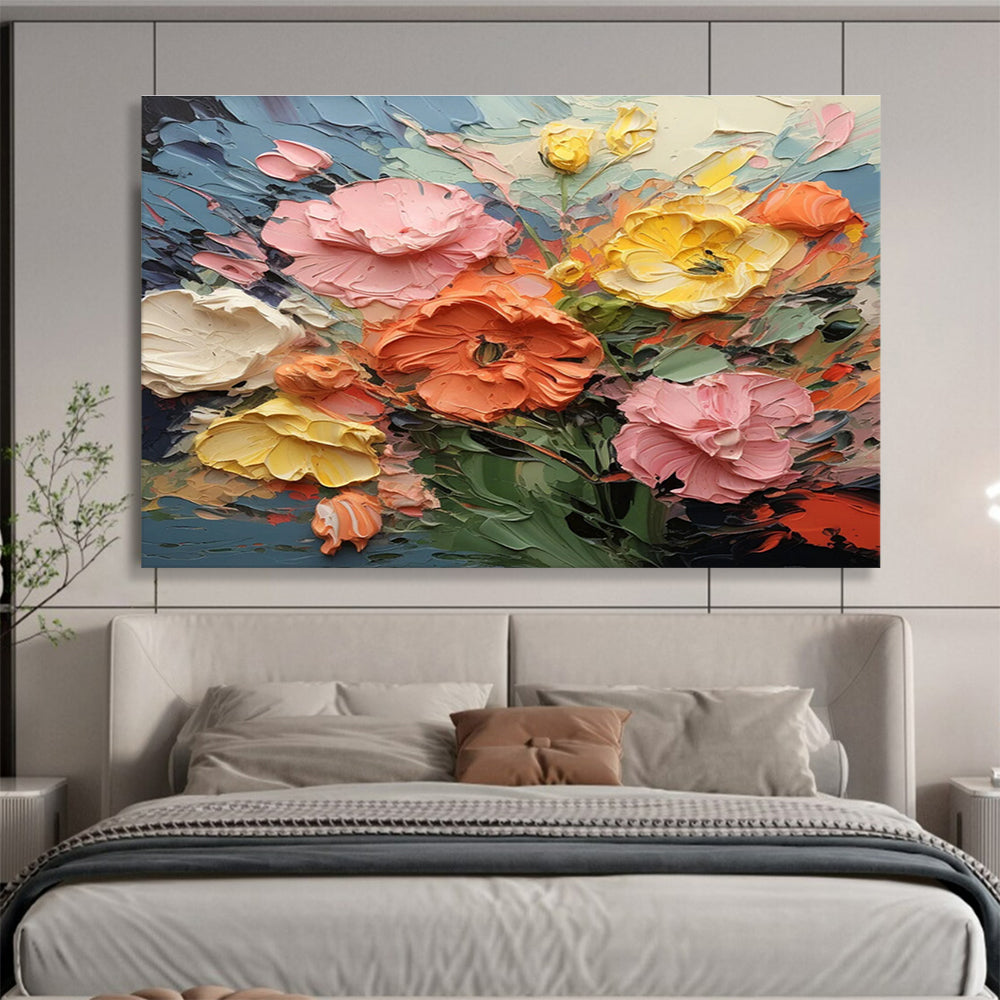 Impasto Flower Bounty Abstract Painting with Soft and Bold Colors THY309