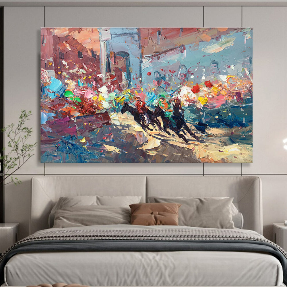 Colorful Street Race Scene Abstract Painting THY471