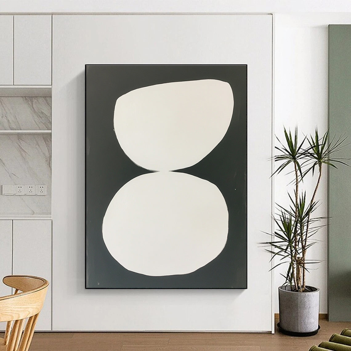 Minimalist White and Black Abstract with Simple Shapes GER269