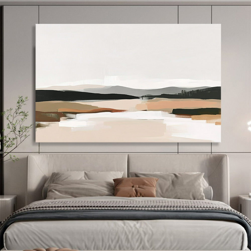 Minimalist Earth - Toned Landscape Abstract Painting with Soft Color Blocks DYP241