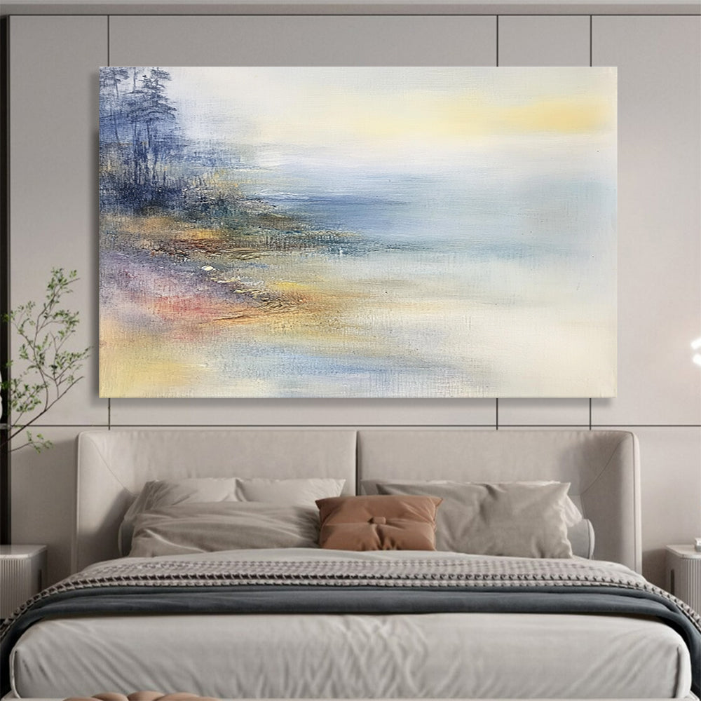 Misty Coastal Abstract Painting with Soft Hues DYP269