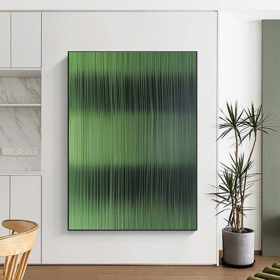 Green Vertical Stripes Abstract Painting GER842