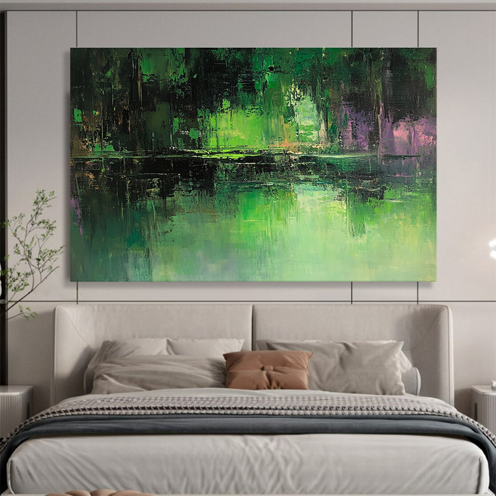 Green Forest Reflection Abstract Painting with Rich Colors DYP267