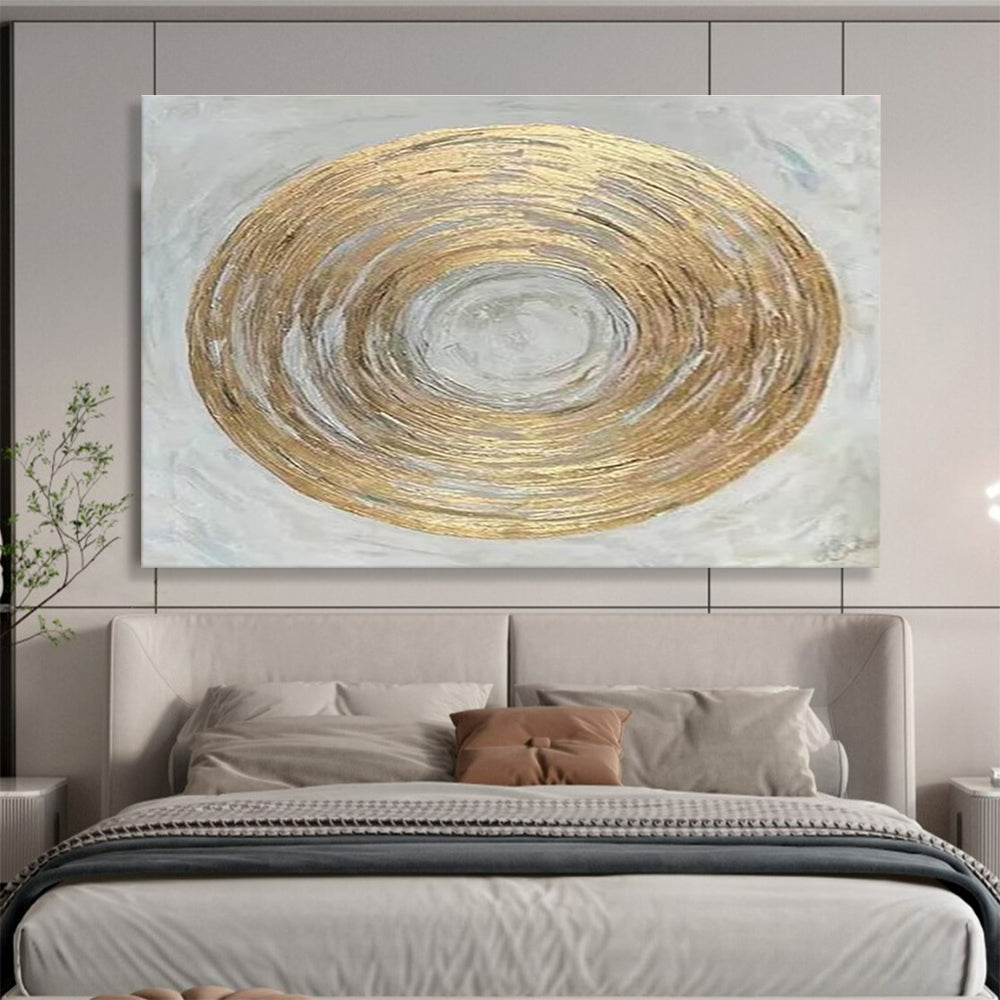 Golden and Grey Spiral - shaped Abstract Painting THY108