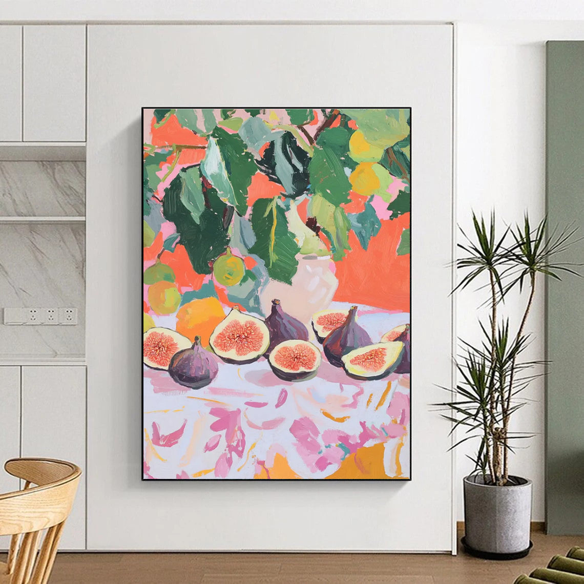 Fig Still Life Abstract Painting with Bright Background ADGE437