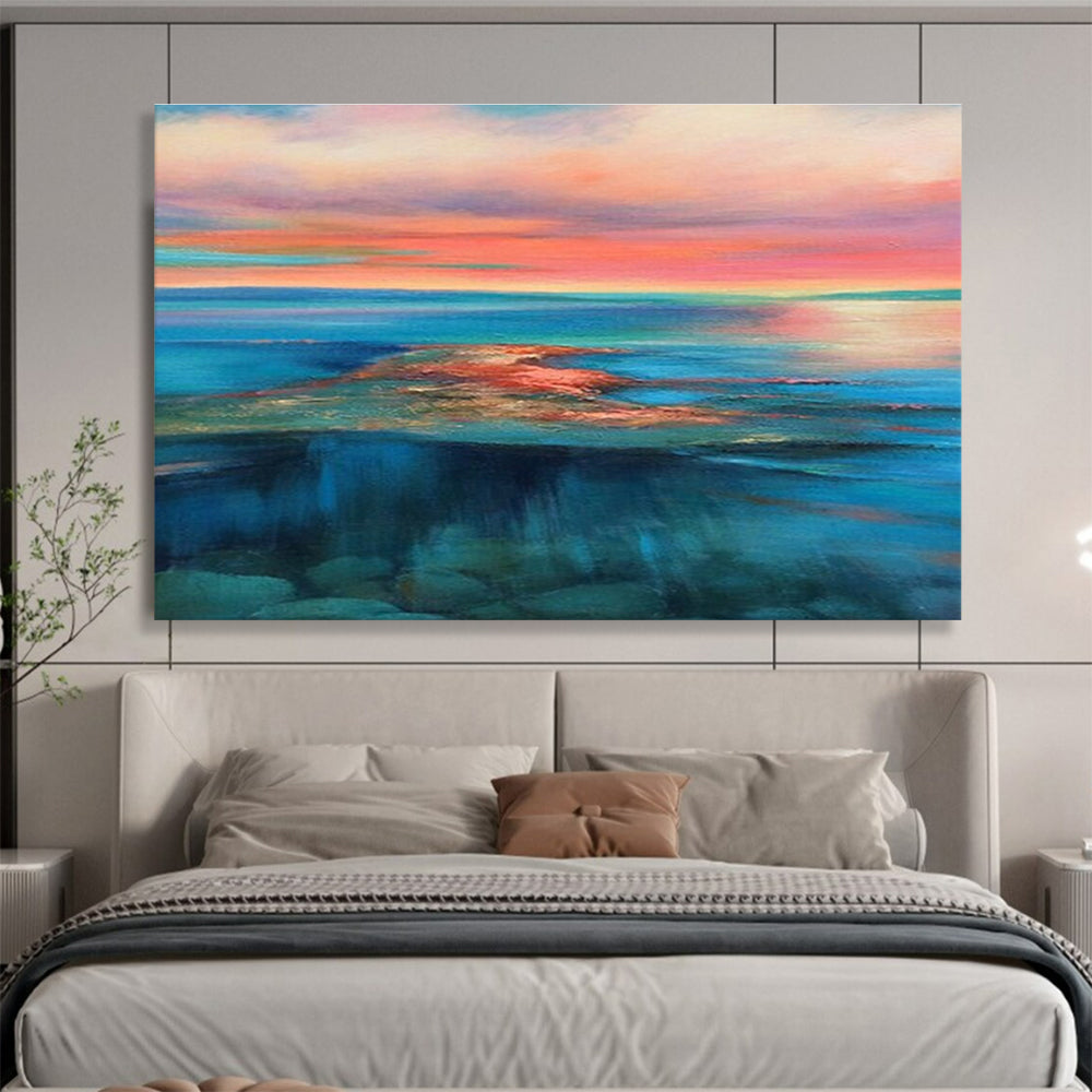 Colorful Sky Sea Sunset Abstract Painting THY023