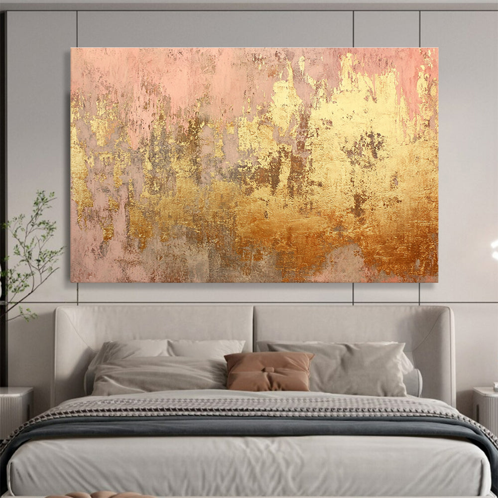 Pink and Gold Textured Abstract Painting DYP071