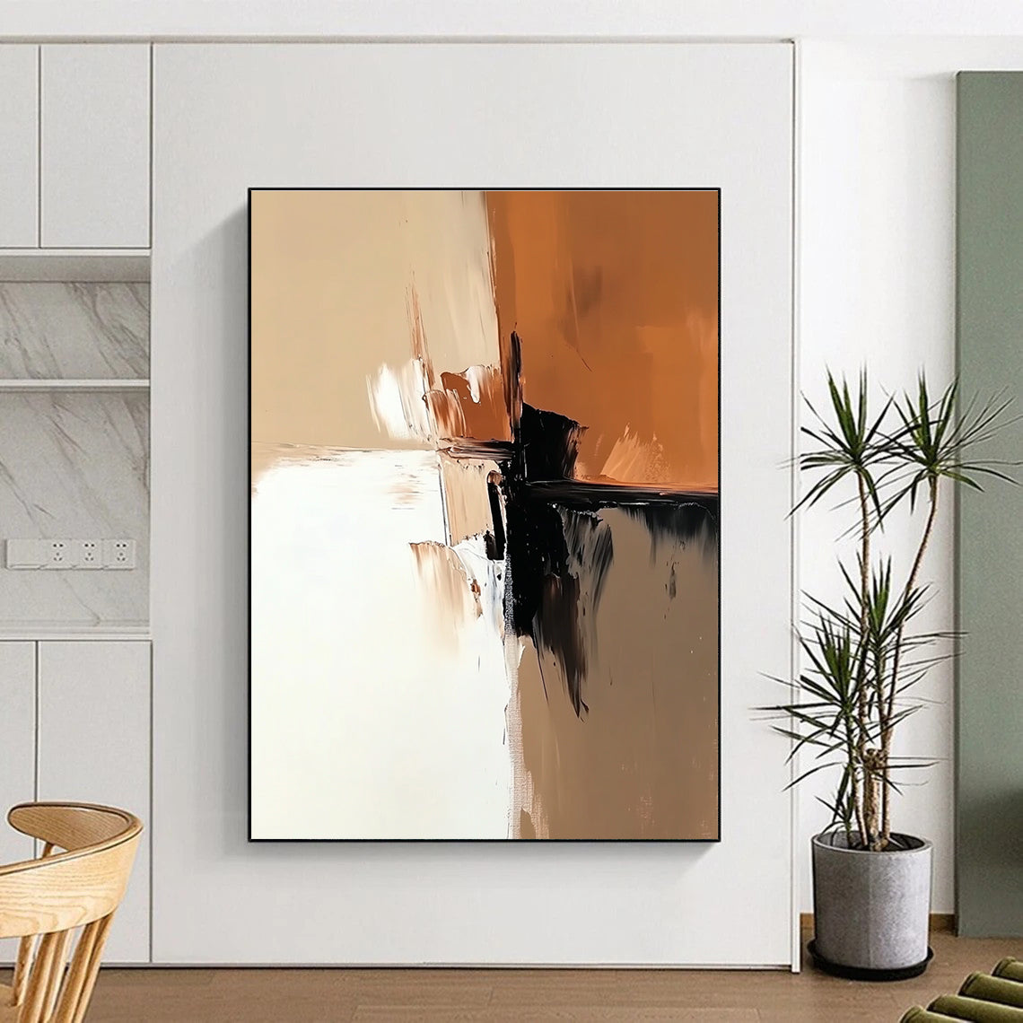Warm Color Block Abstract with Beige and Black GER341