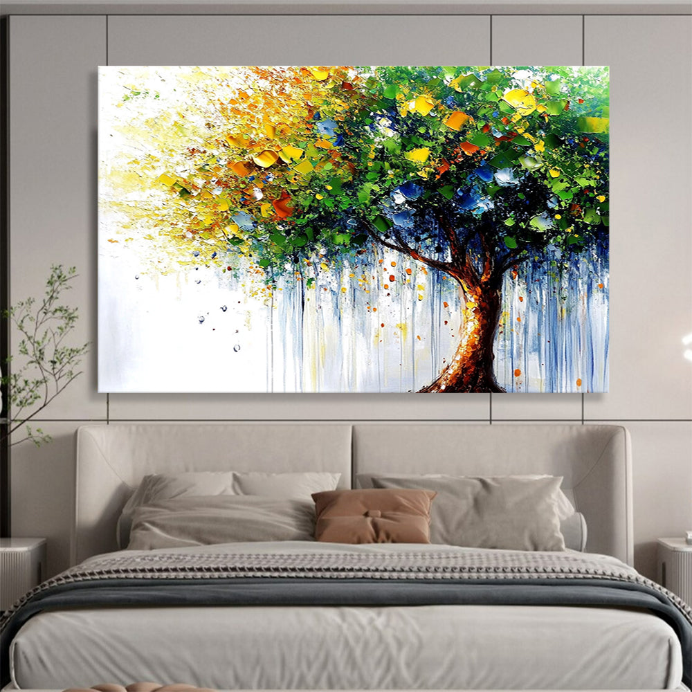 Colorful Tree Abstract Painting with Dripping Paint DYP444