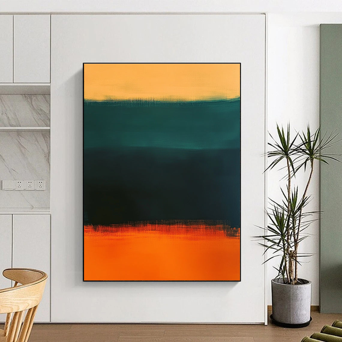 Green and Orange Gradient Abstract Painting with Smooth Transitions GER157