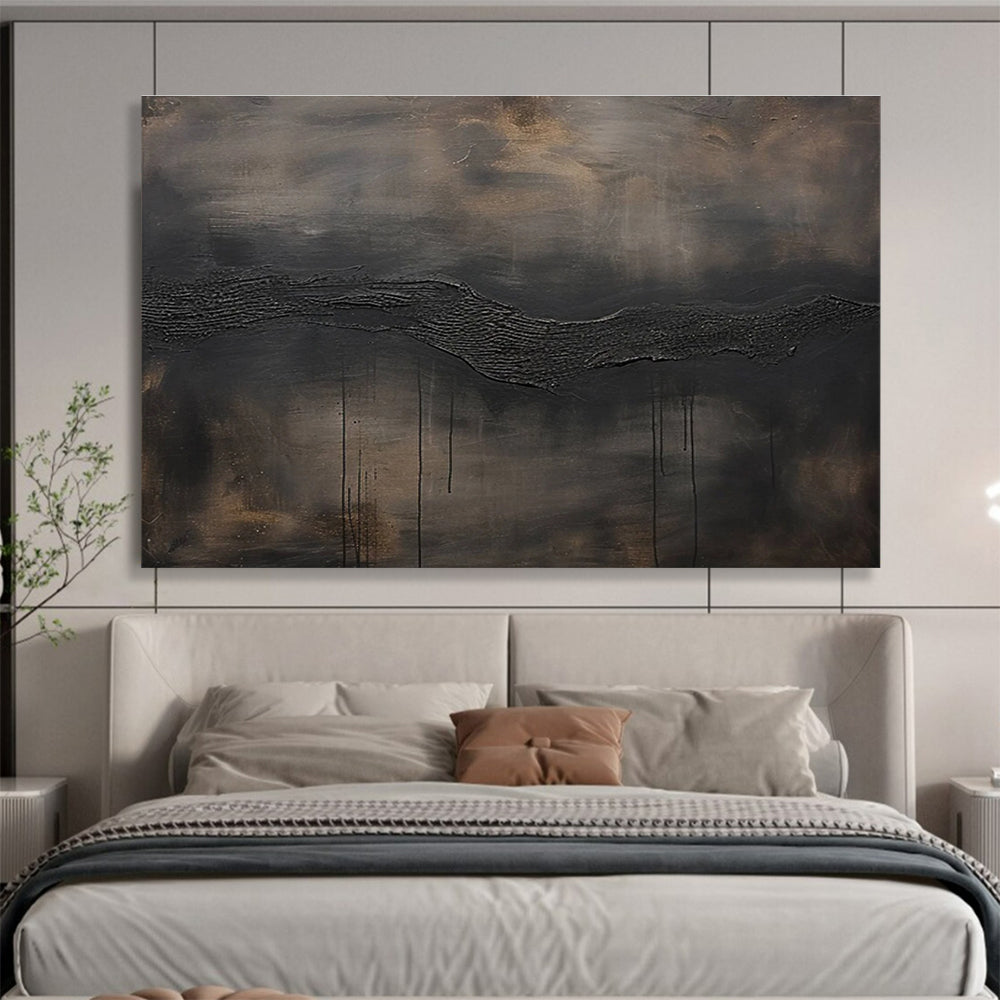 Dark Textured Abstract Painting with Deep, Ear THY Tones THY390