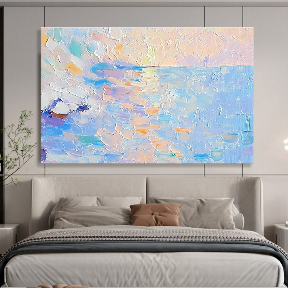 Impressionistic Sea Abstract Painting with Colorful Dabs DYP278
