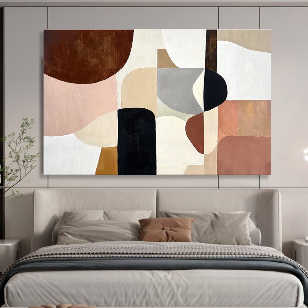Geometric Shape Abstract Painting with Neutral and Earthy Tones DYP510