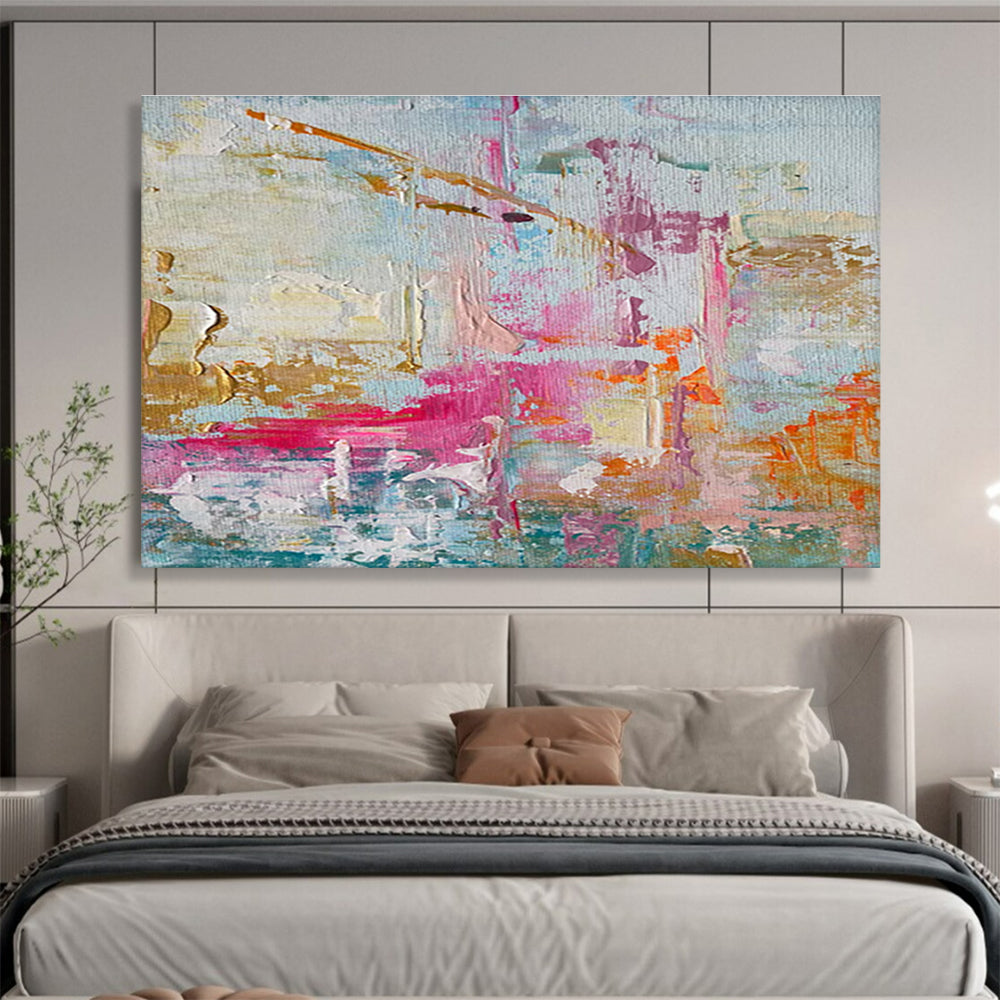 Pink Gold Abstract Painting with Playful Color Mixes THY329