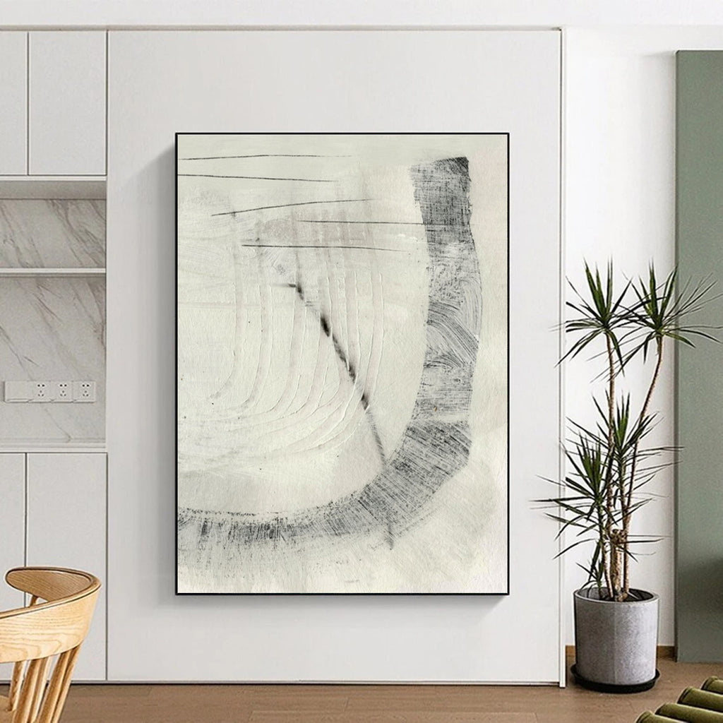 Monochromatic Abstract with Linear Textures and Intricate Patterns Painting ADGE214