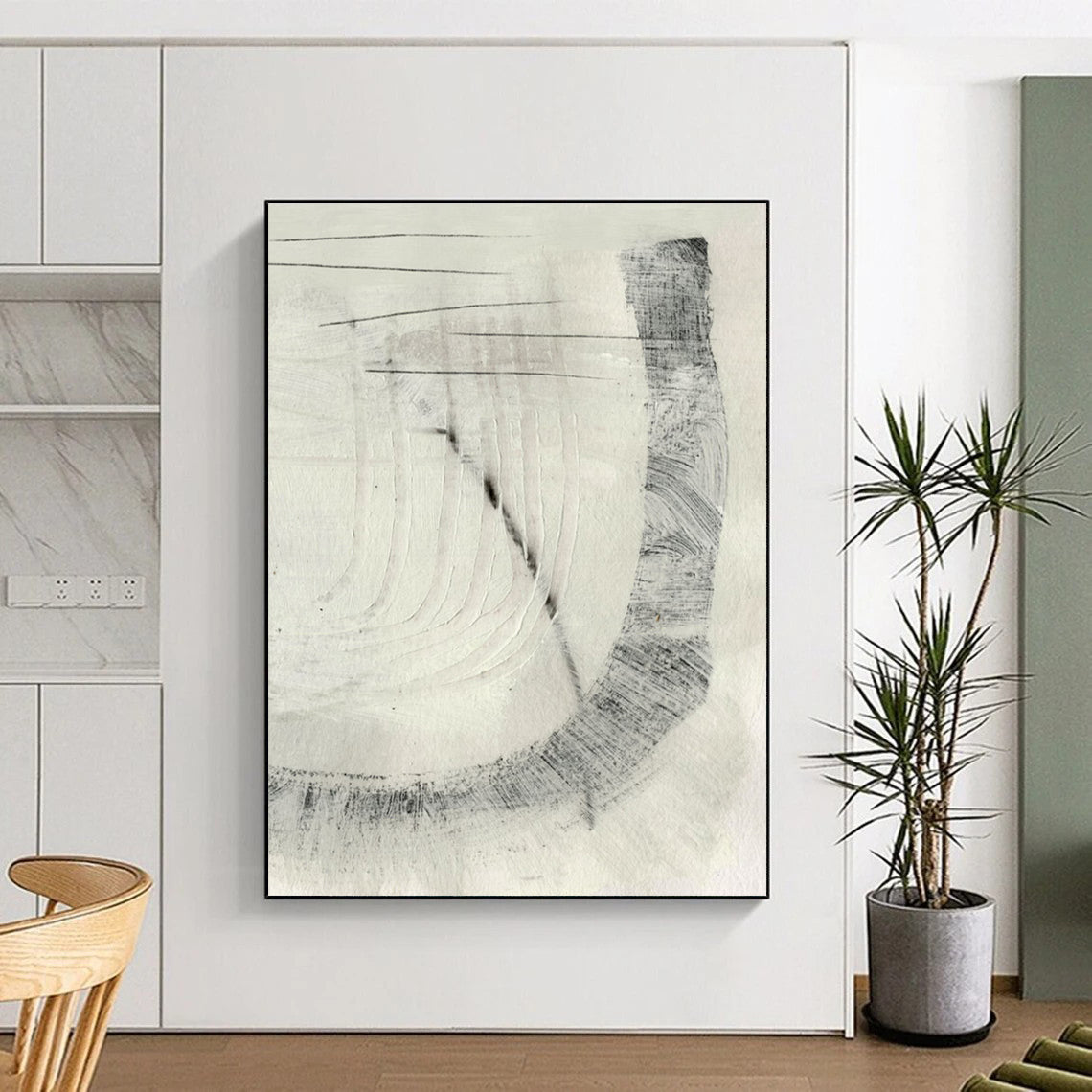Monochromatic Abstract with Linear Textures and Intricate Patterns Painting ADGE214