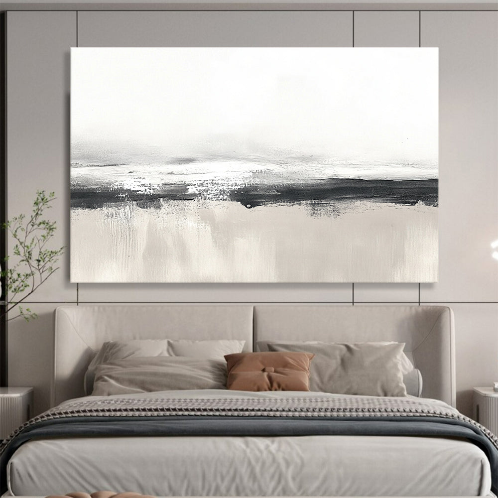 Gray and White Minimalist Abstract Painting with Subtle Textures DYP255