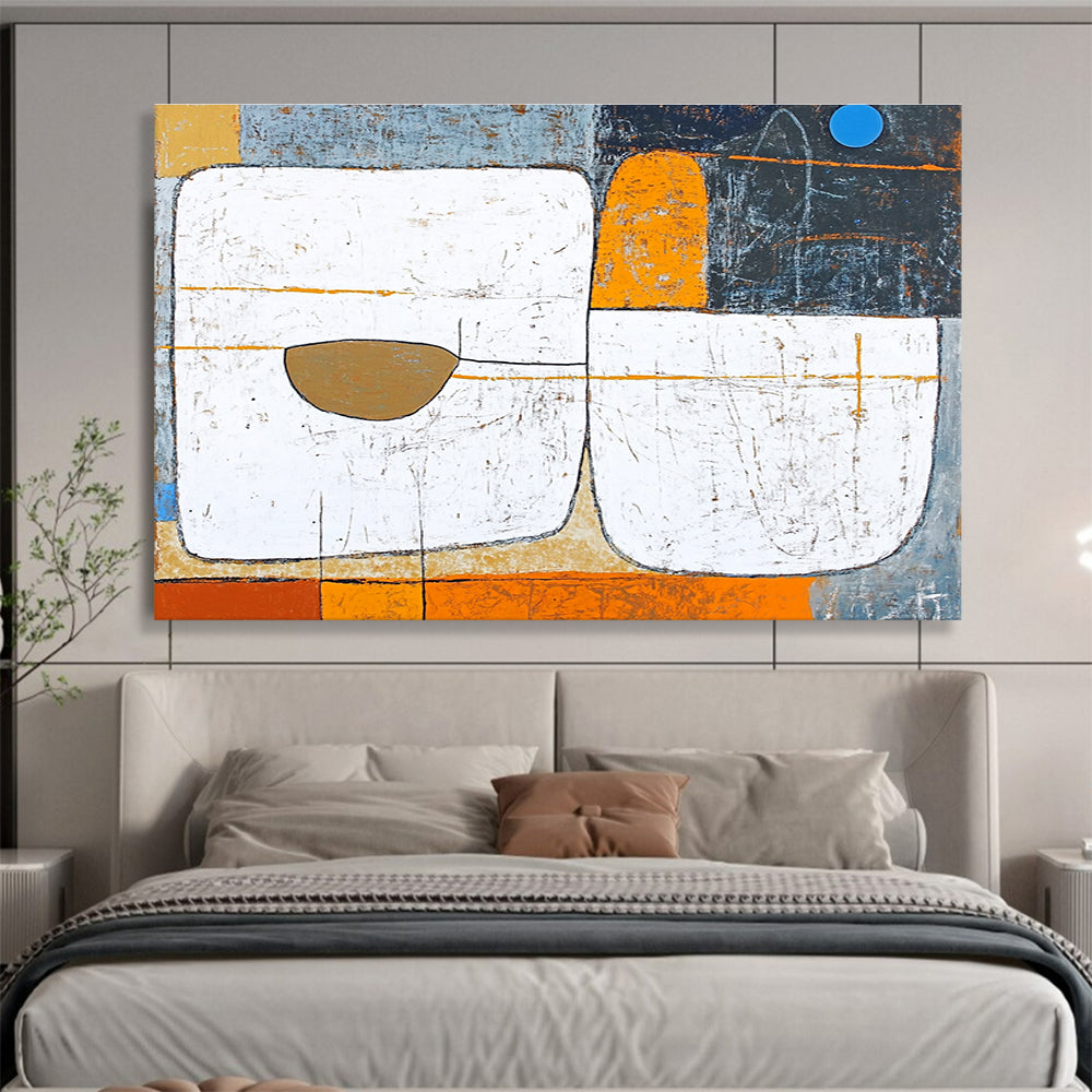 Textured Geometric Abstract Painting with Earthy Tones DYP534