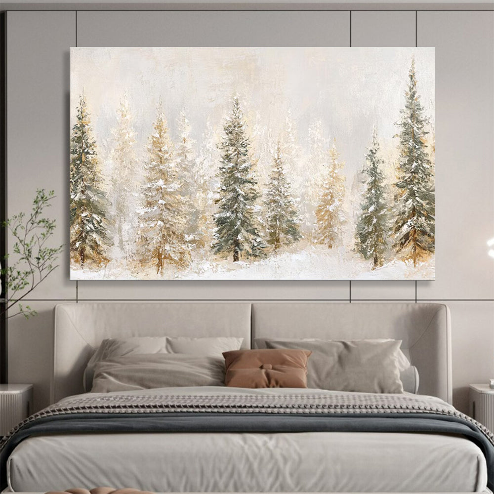 Snowy Pine Forest Abstract Painting THY421