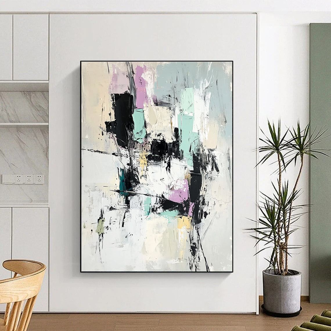 Colorful Abstract Painting with Dynamic Shapes GER456
