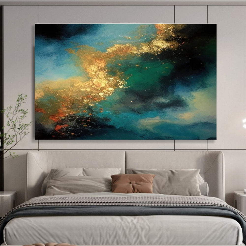Blue Green Gold Abstract Painting THY071