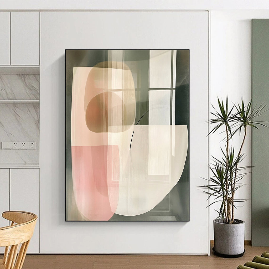 Transparent Shapes Abstract Painting with Subtle Lines GER746